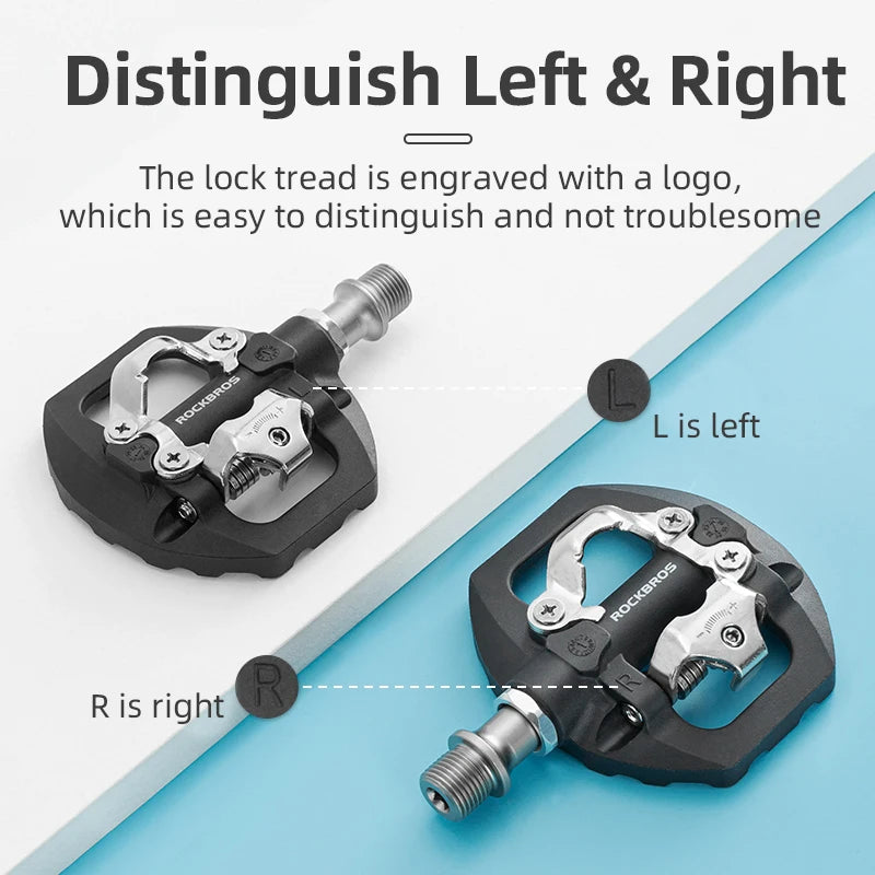 ROCKBROS Bicycle Pedals Sealed Bearing Waterproof Anti-slip Flat Cleat Nylon One-piece Cycling Pedals SPD Road Bike Accessories