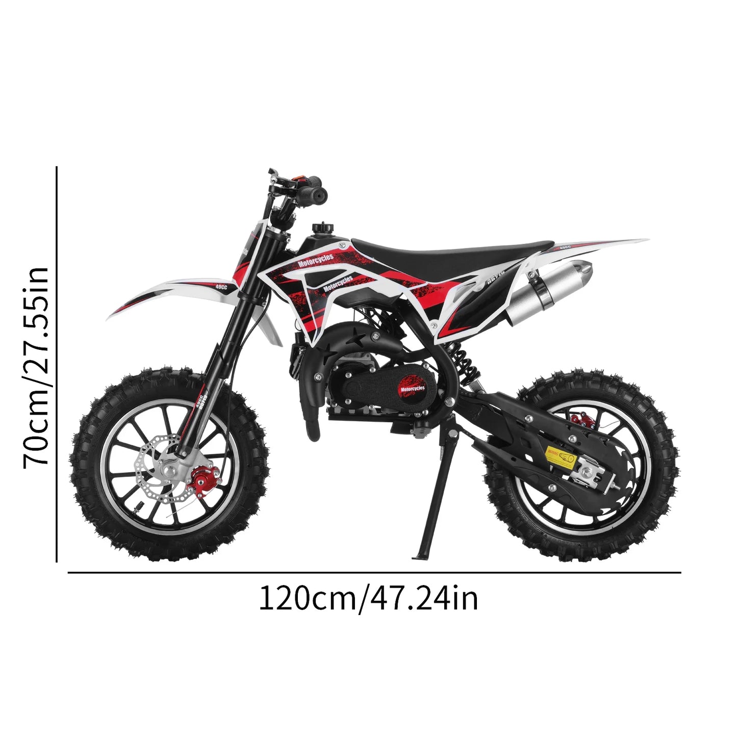 49cc 2-Stroke Kids Dirt Bike, Gas Power Motocross, Off Road Mini Motorcycle, Pocket Motorbike with Front Rear Disc Brakes
