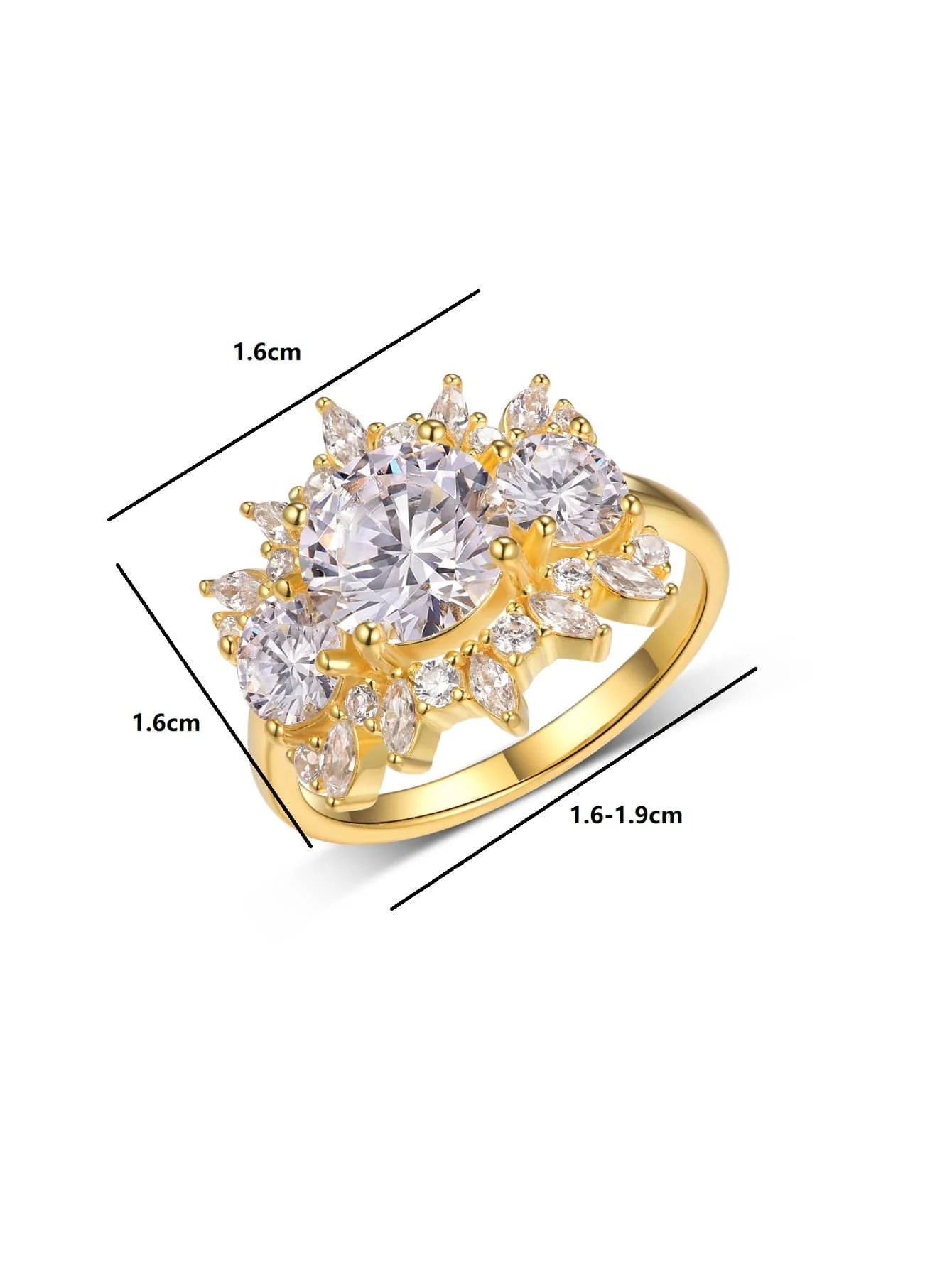 S925 Sterling Silver Round 2CT Moissanite Ring Set Fine Jewelry Gold-plated 18k Suitable for Gift Giving Birthday Gift