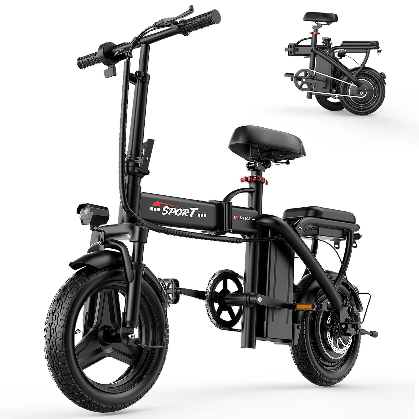 Adult folding electric bicycle, 48V 15AH, 1000W, 30-mile maximum range, US warehouse, LCD display, all-terrain wide tires.