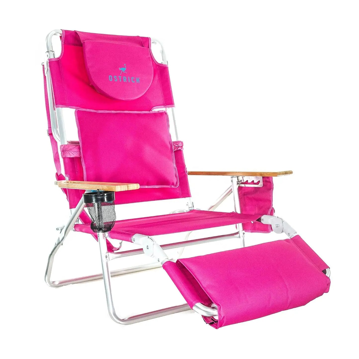 the Deluxe 3N1 Reclining Lounge Chair, Folding Outdoor Lounger and Extra-Wide Beach Chair with Wooden Armrests and Face, Custom