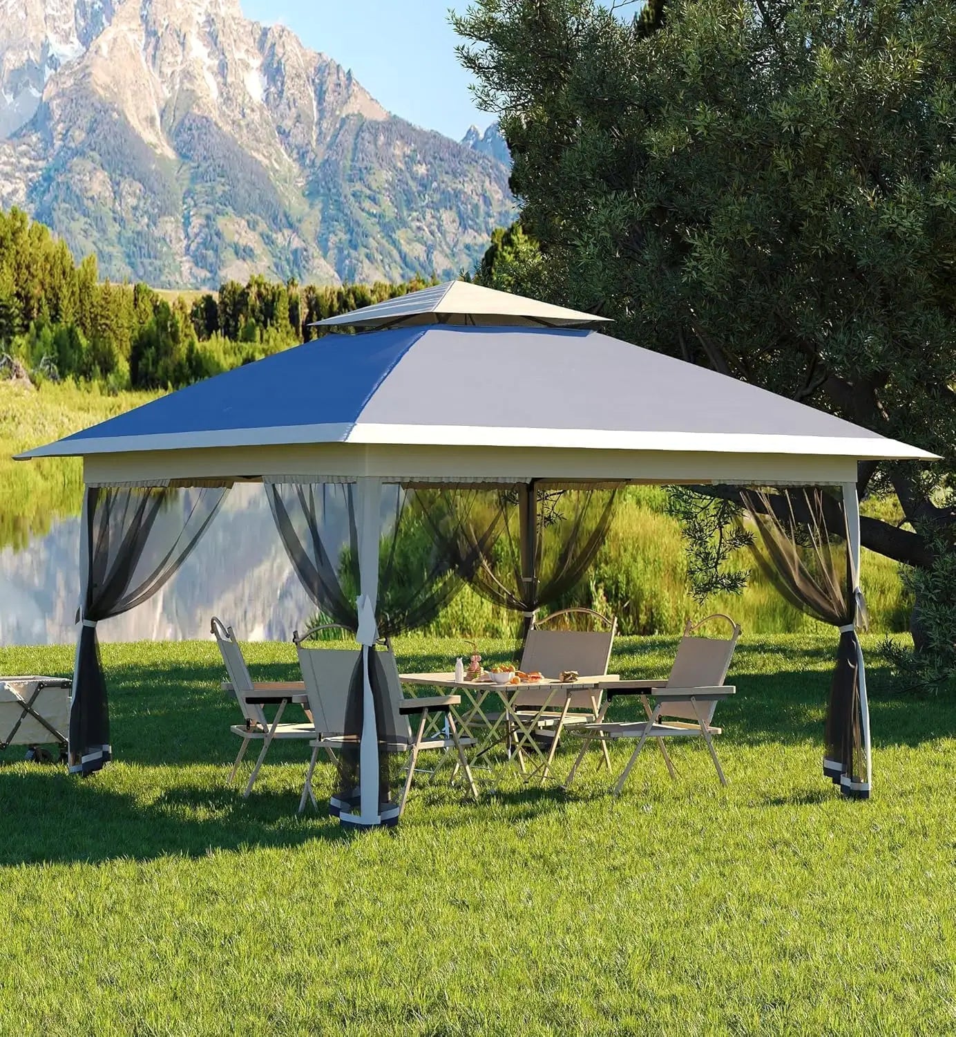 13x13ft Pop-Up Gazebo, Outdoor Canopy Tent With Mosquito Netting, Heavy Duty Party Tent Shelter With Waterproof and, Customized