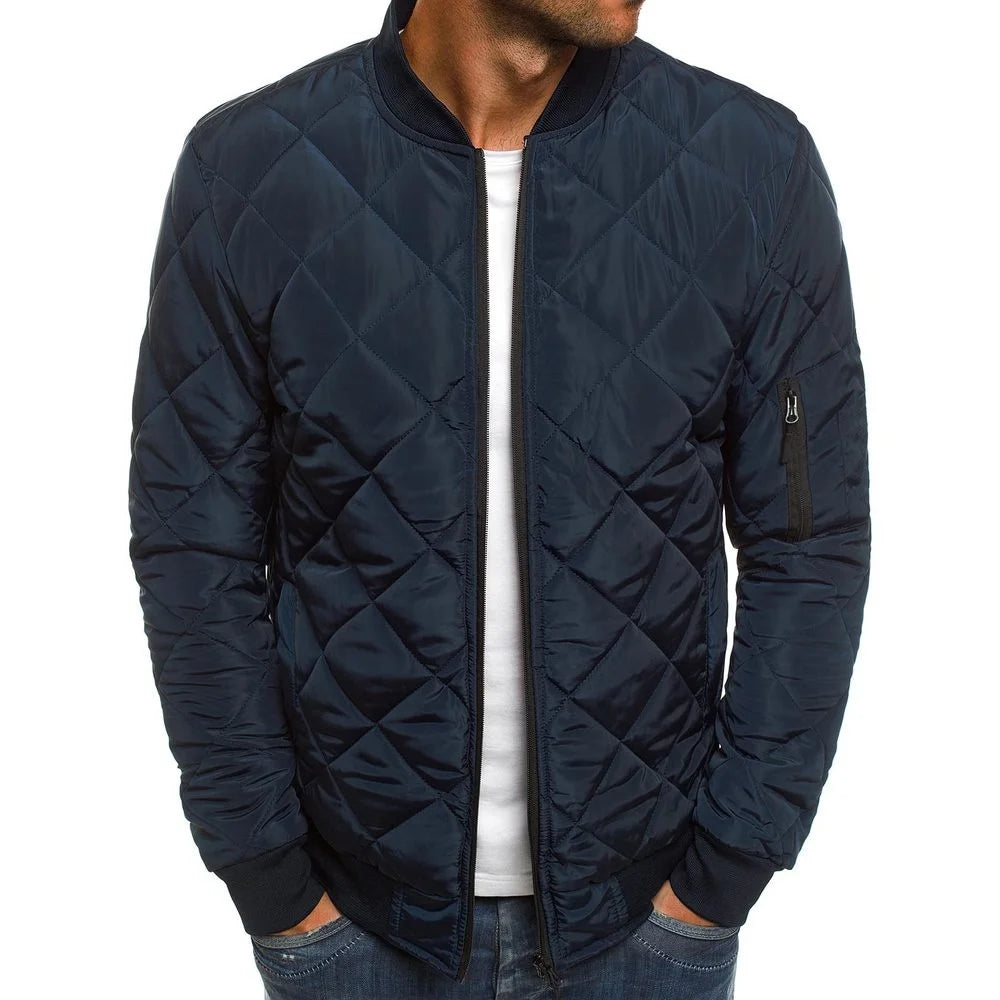 Winter New Jacket Men's Baseball Collar Mesh Pressed Lightweight Jacket Vintage Flight Casual Long Sleeve