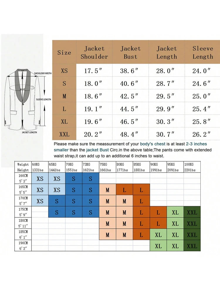 Men's Jacquard 2 Piece Suits Slim Fit Double Breasted Suit Jacket Pants Set Casual Wedding Casual Business