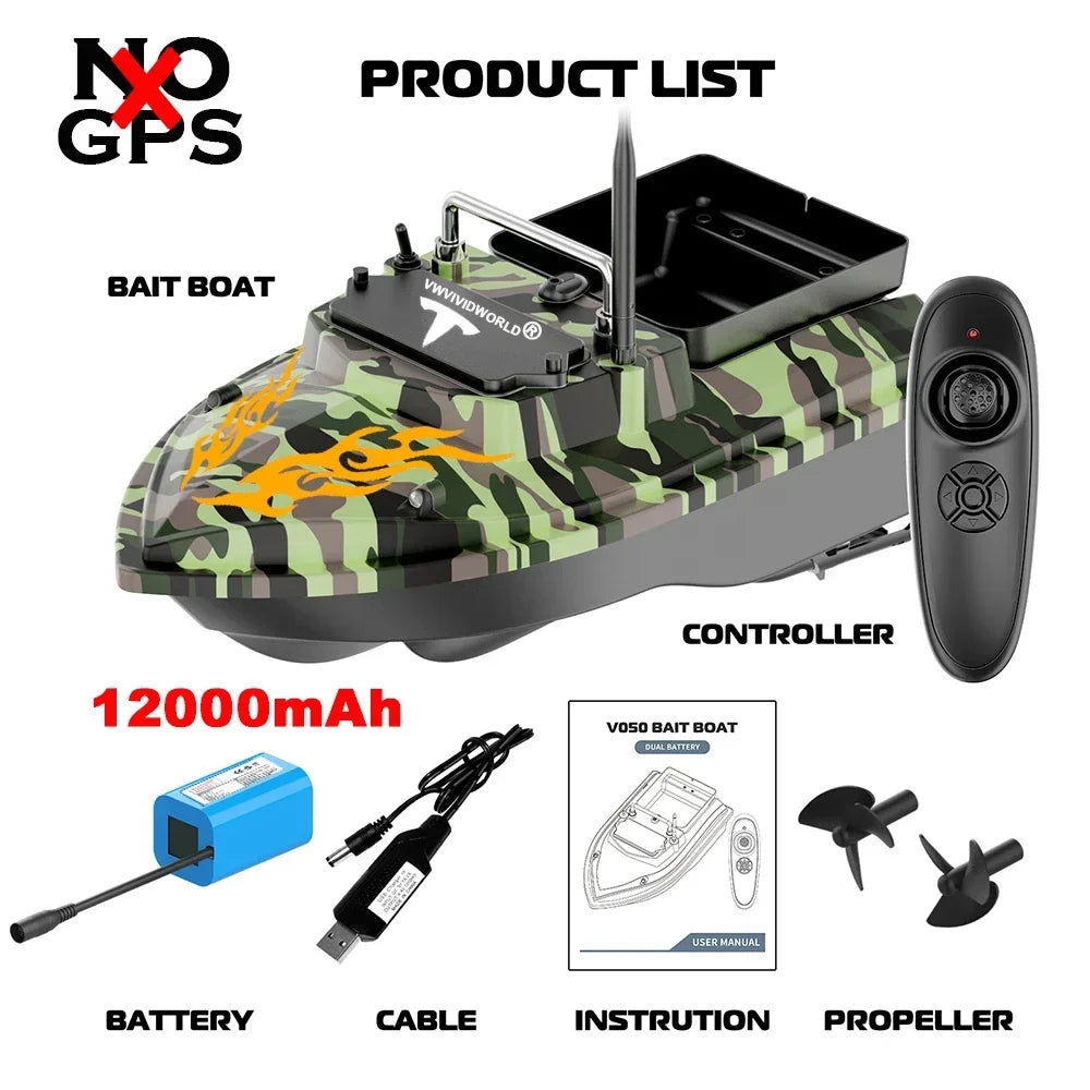 VWVIVIDWORLD,2024 New,RC Fishing Bait Boat,2KG Loaded,Fixed Speed Cruise,Waterproof,High Speed,4 Night Light