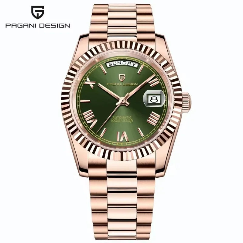PAGANI DESIGN New Week Calendar Type Man watch ST16 Movt Waterproof Mechanical Watch 316L All Steel Luxury Luminous Men watch