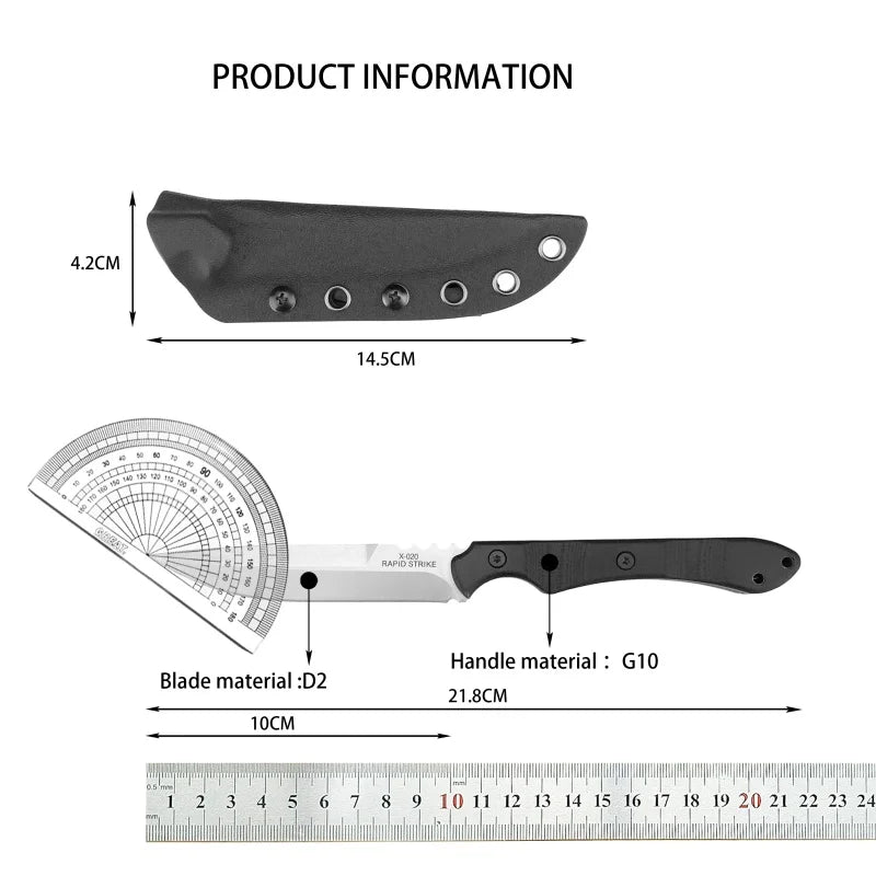 TOPS Daily Carry Pocket Knife High Hardness Straight Knife D2 Steel G10 Handle Outdoor Camping Portable EDC Hunting Knife