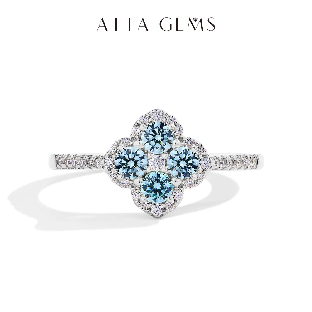 ATTAGEMS S925 Sterling Silver Halo Classic Moissanite Rings D VVS1 for Women Girls Romantic Anniversary Gifts Fine Jewelry Ring