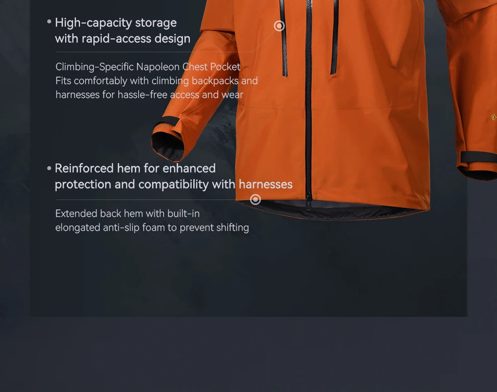 KAILAS Mont Q60 GTX PRO 100D 3L Rainstorm Waterproof Hooded Outdoor Professional Mountaineering HardShell JacketS KG2441146