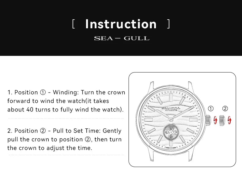 Seagull 2025 New Natural Series Men Watch Automatic Mechanical Watch Polaris Sub Dial Luminous Luxury Dress Men Wristwatch 6180