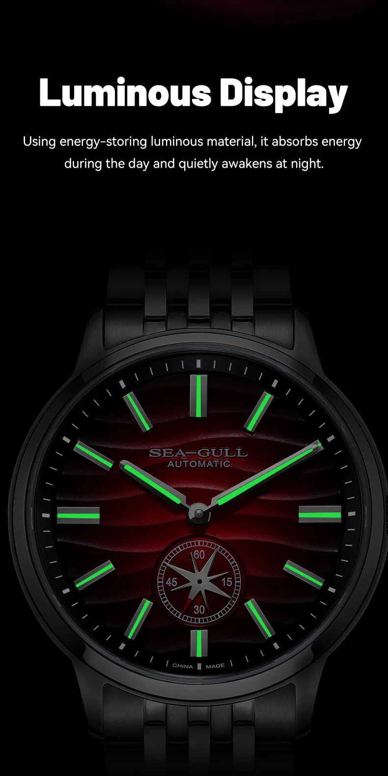 Seagull 2025 New Natural Series Men Watch Automatic Mechanical Watch Polaris Sub Dial Luminous Luxury Dress Men Wristwatch 6180