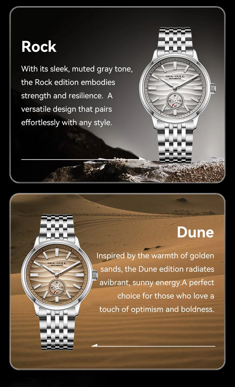 Seagull 2025 New Natural Series Men Watch Automatic Mechanical Watch Polaris Sub Dial Luminous Luxury Dress Men Wristwatch 6180