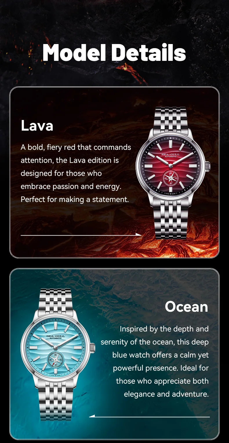 Seagull 2025 New Natural Series Men Watch Automatic Mechanical Watch Polaris Sub Dial Luminous Luxury Dress Men Wristwatch 6180