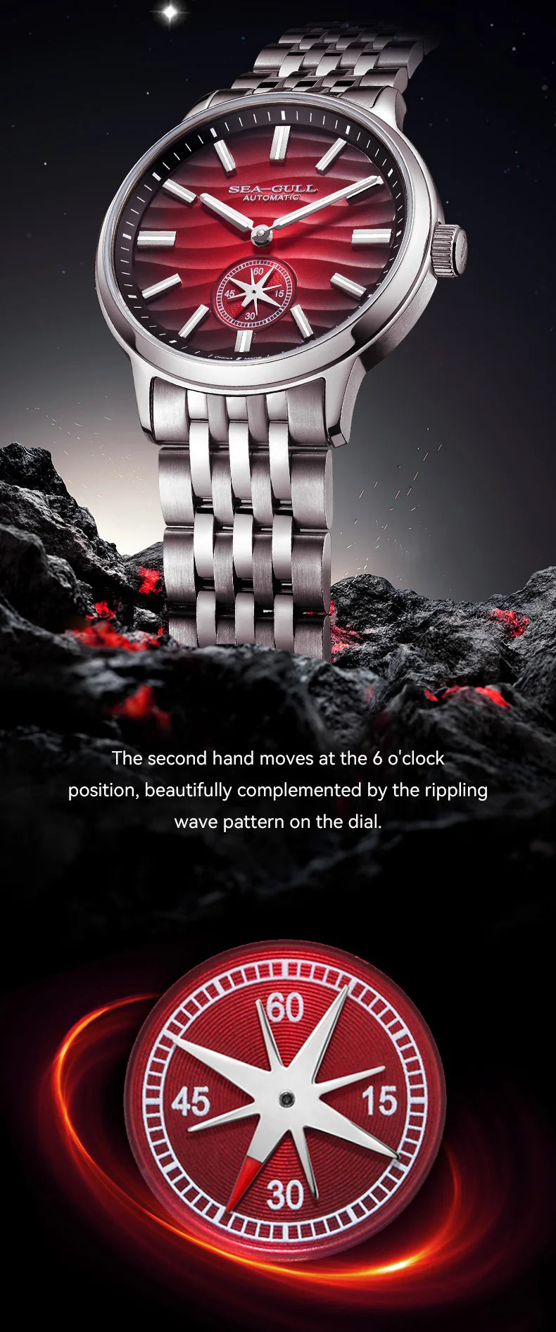 Seagull 2025 New Natural Series Men Watch Automatic Mechanical Watch Polaris Sub Dial Luminous Luxury Dress Men Wristwatch 6180