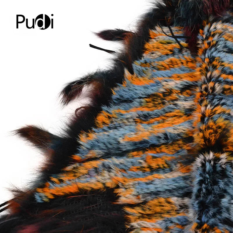 CK708 Real Knitted Rabbit Shawl Poncho Stole With Tassels Shrug Cape Robe Tippet Wrap With Raccoon Fur Collar Women