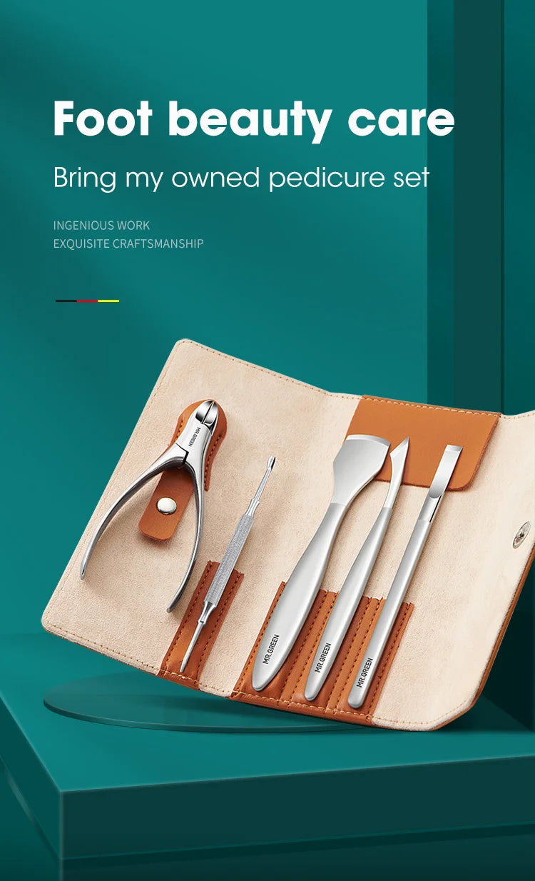 MR.GREEN Pedicure Knife Set Professional Ingrown Toenail Foot Care Tools Stainless Steel Nail Nippers Clipper Remover Kit