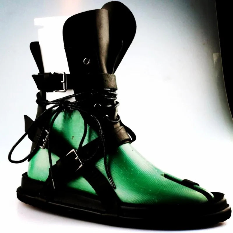 Casual Mens Gladiator Sandal Summer Genuine Leather Shoes Flip Flops Hollow Out Buckle Strap High Top Platform Roman Sandals New