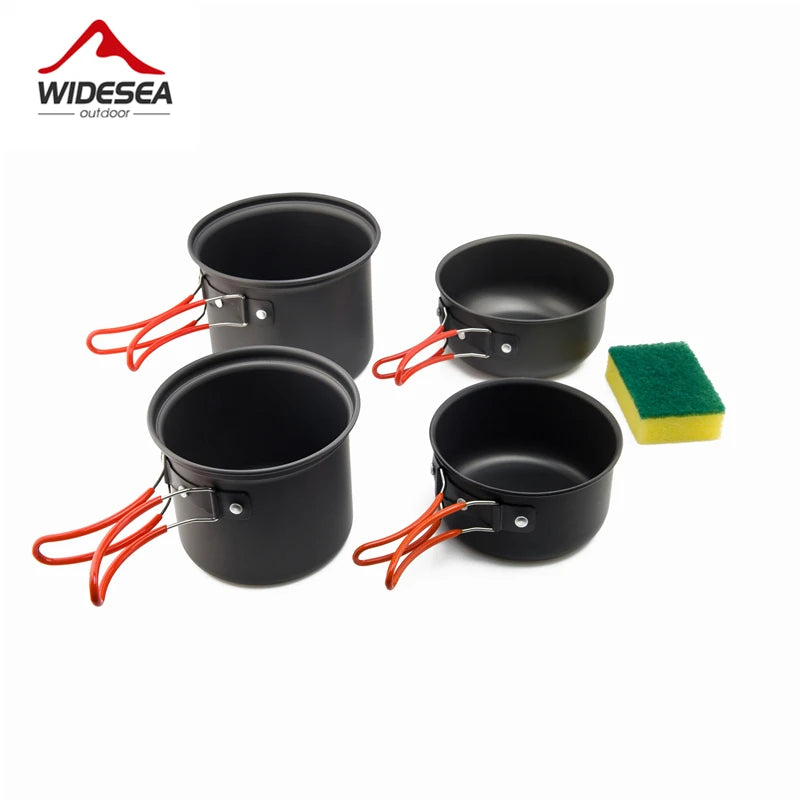 Widesea Ultralight Camping Cooking Utensils Outdoor Tableware Pot Set Hiking Picnic Travel Tourist Dishes Supplies Equipment