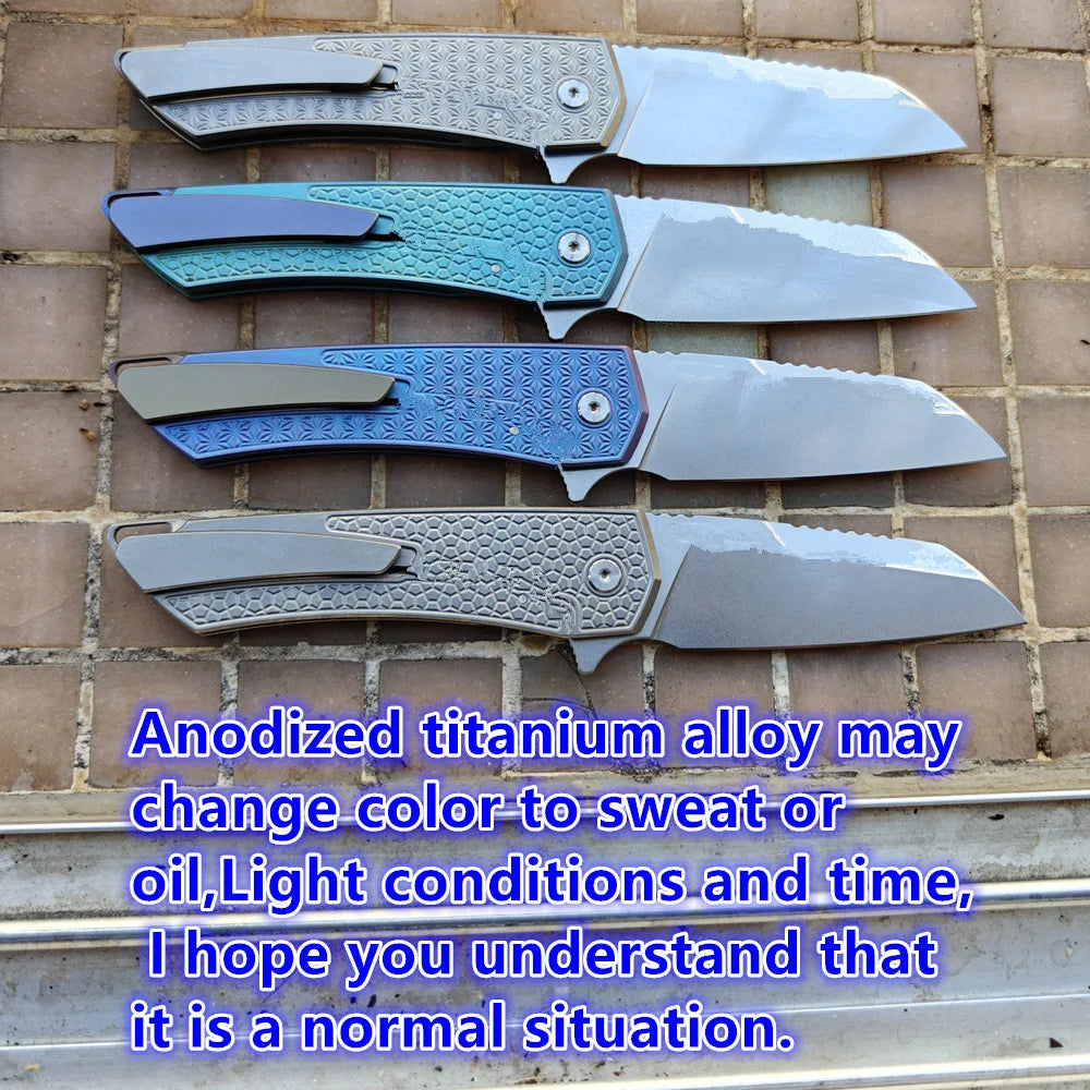 JUFULE Mojave Titanium Handle Ceramic Bearings Kitchenware Pocket EDC Tool Fish Hunting Hike Camping 154CM Outdoor Folding Knife