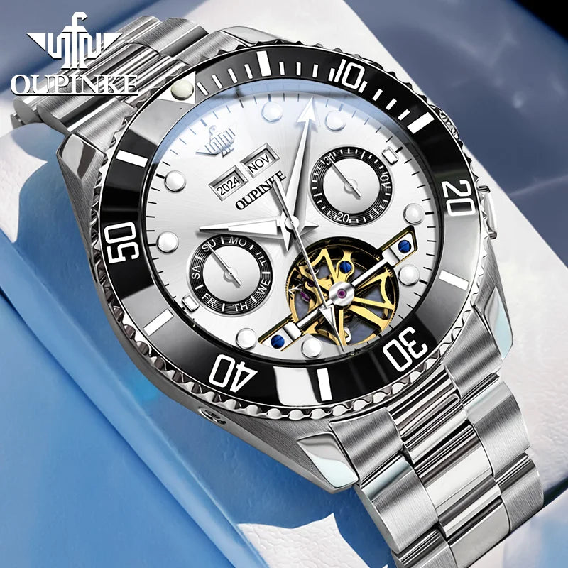 OUPINKE 3229 Men Watch Luxury Original Diving Series Men Automatic Mechanical Watch Waterproof Luminous Calendar Sports Watch