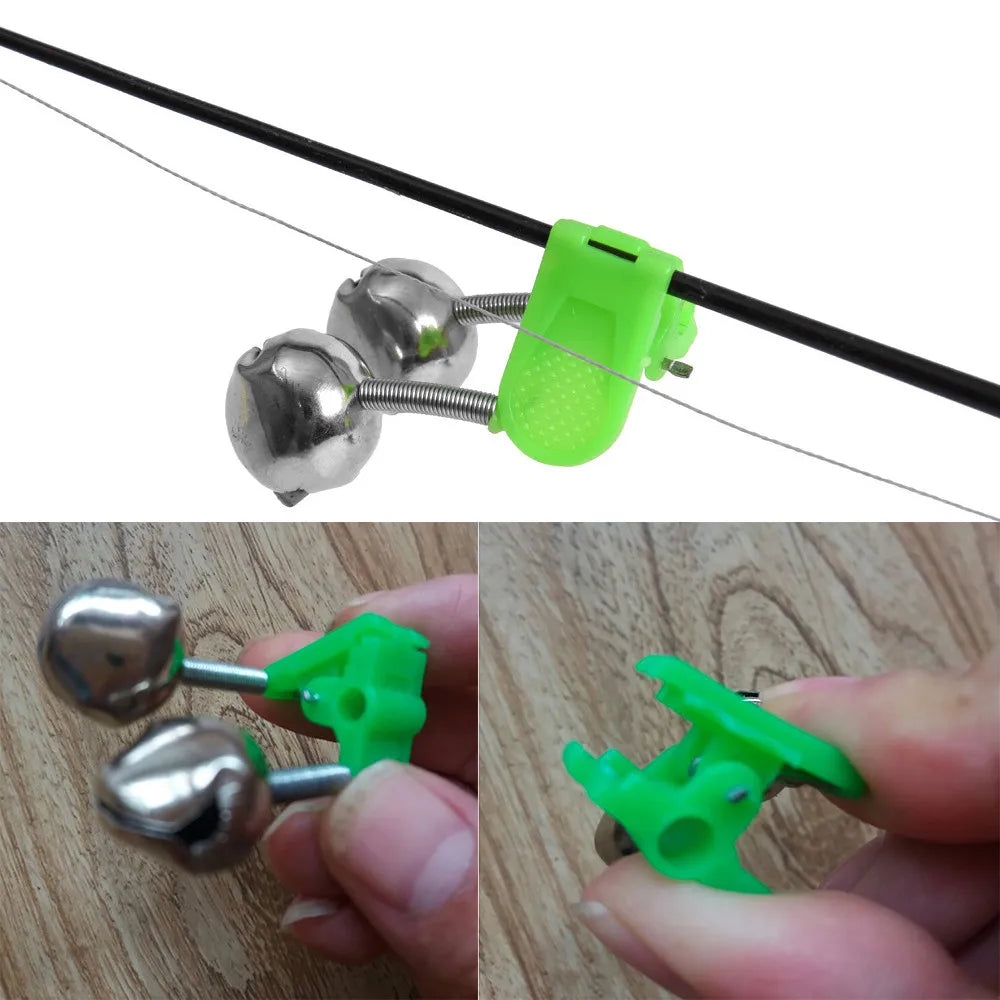 100pcs Double Bells Fishing Indicator Bait Alarm Loud Sound Alert Bell Clips Night Fishing Rod Bell Tackle Outdoor Fishing Bell