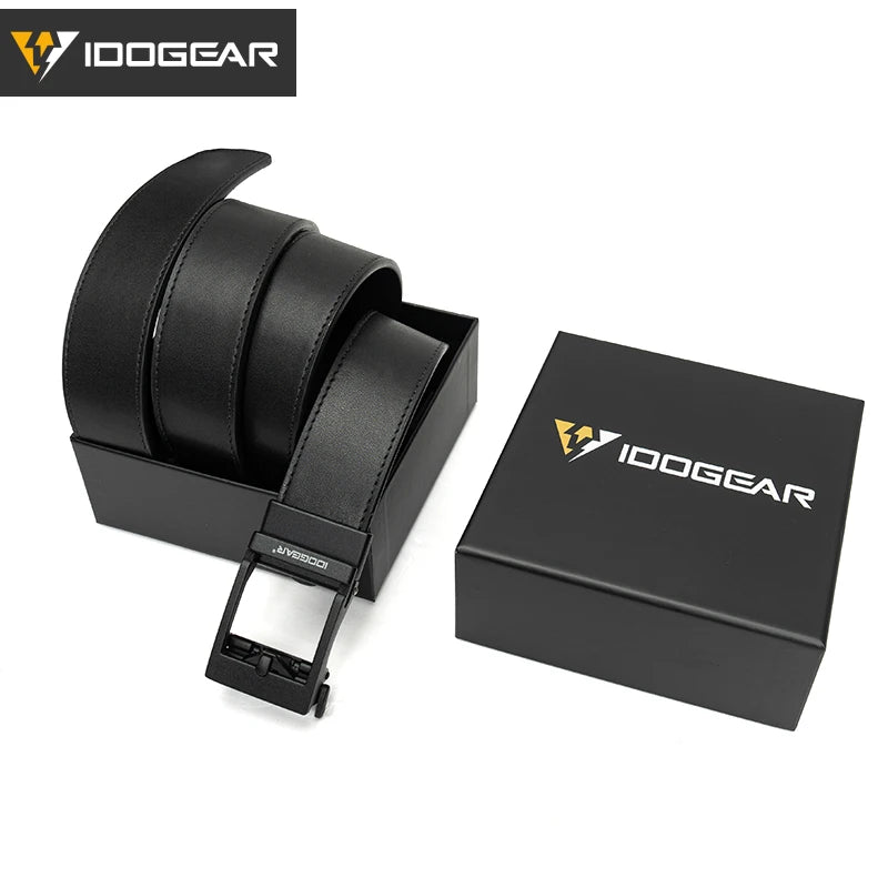IDOGEAR 1.5" Leather Ratchet Belt for Men Adjustable Hole-free Belt For Dress Casual in Gift Box 3435