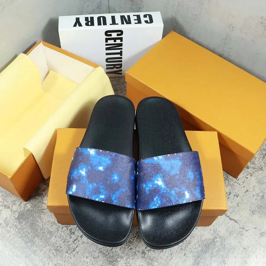 Designers Slides Womens Slippers Floral Slipper Leather Rubber Flats Sandals Summer Beach Shoes Loafers Gear Bottoms Slider