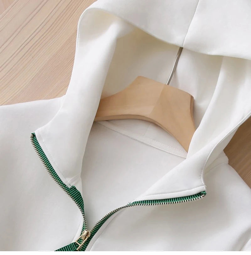 M-XXL Zip Hoodie y2k Women Autumn Winter New Long Sleeve Loose Casual Cardigan Sweatshirts Female Fashion White Black Clothing