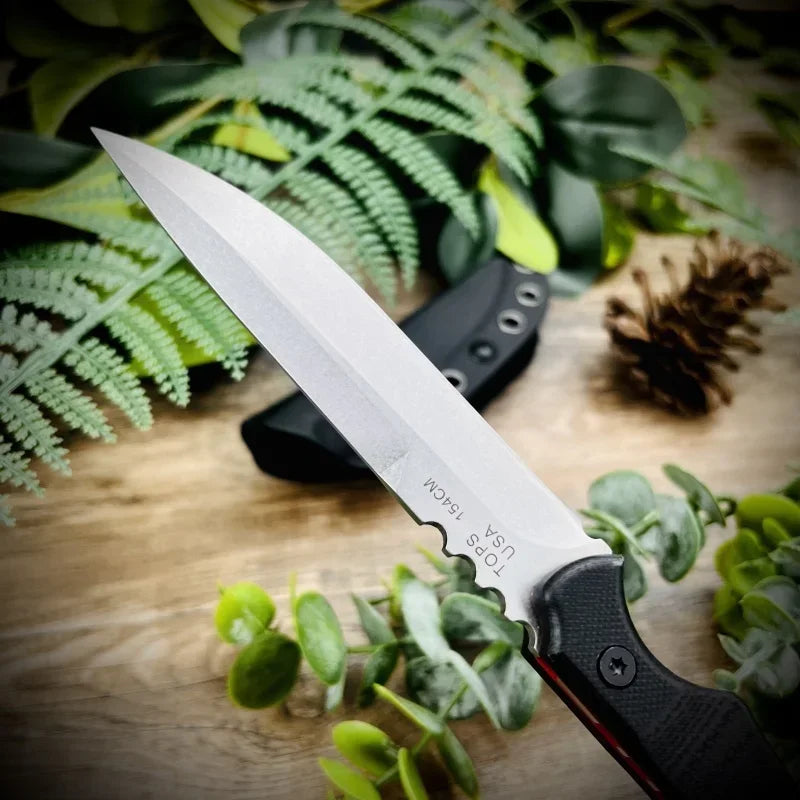 TOPS Daily Carry Pocket Knife High Hardness Straight Knife D2 Steel G10 Handle Outdoor Camping Portable EDC Hunting Knife