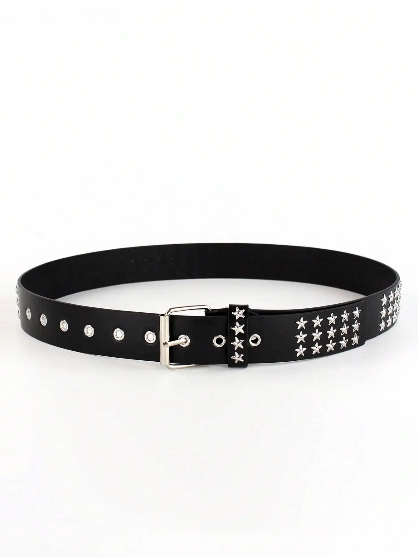 Solid Color Punk Rhinestone Studded Leather Belt, Suitable For Teens, Casual Outdoor, Athletic, Vacations, Graduation Gifts, Birthday, Daily Wear