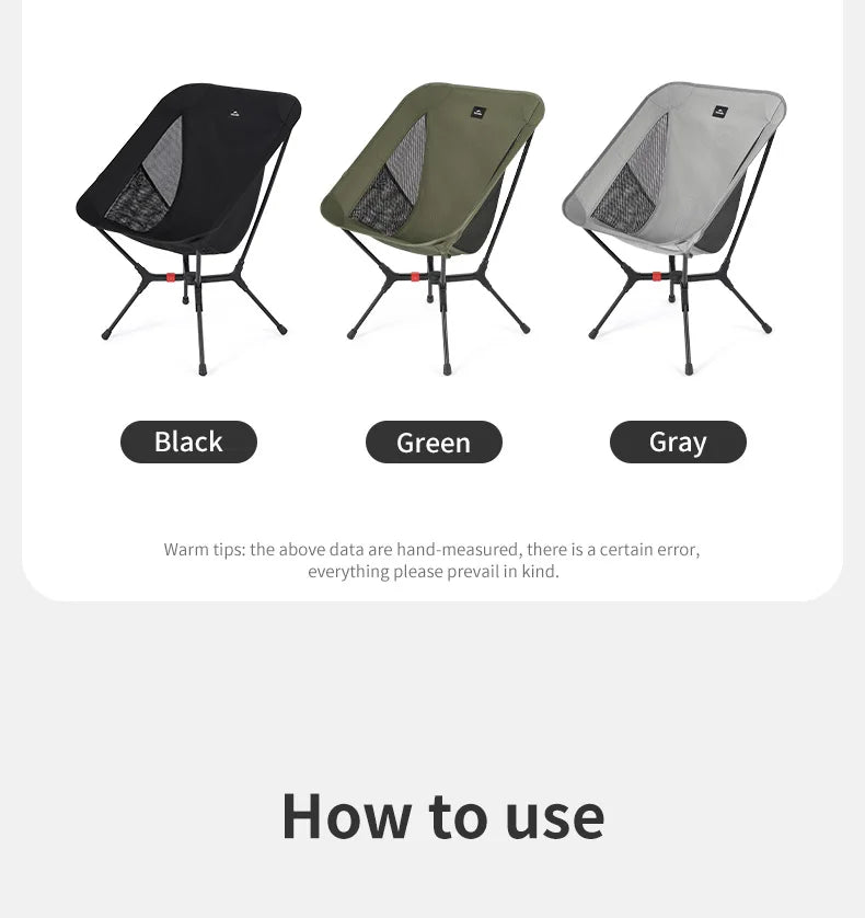 Naturehike Ultralight Folding Camping Chair Aluminum Alloy Fishing Chair 200kg Load Portable Compact Backpacking Hiking Chair