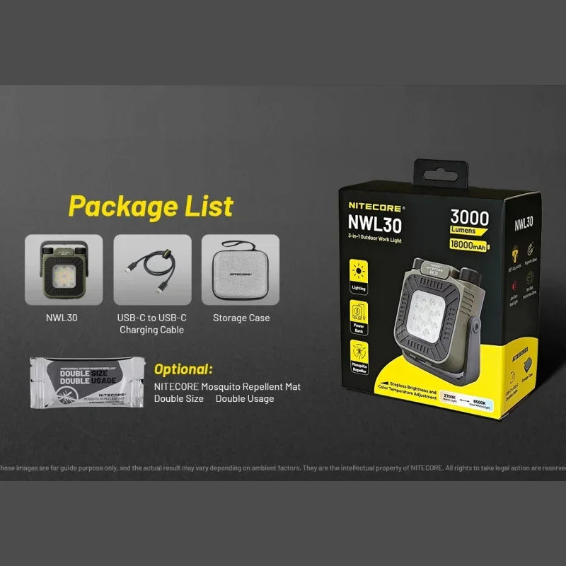 NITECORE NWL30 WroK Light Camping Lantern 3000Lumens