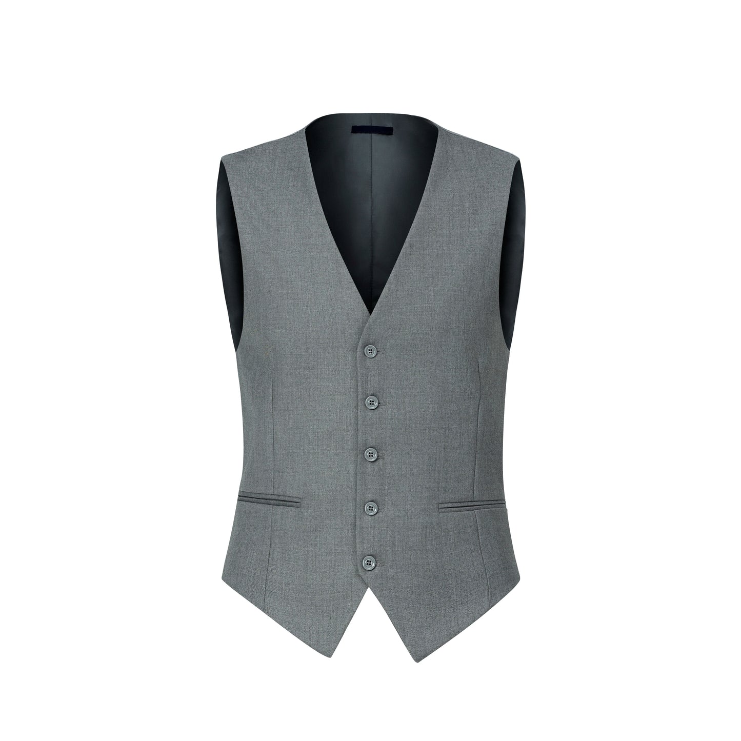 3pcs Men's Classic Solid Color Suit Set Long Sleeve Blazer with Button Details Non-Stretch Fabric Regular Fit for All Seasons