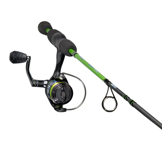 Crappie Thunder Spinning Reel and Fishing Rod Combo, 2Piece IM6 Graphite Blank, Right or LeftHand Retrieve, Crappie Thunder Gree
