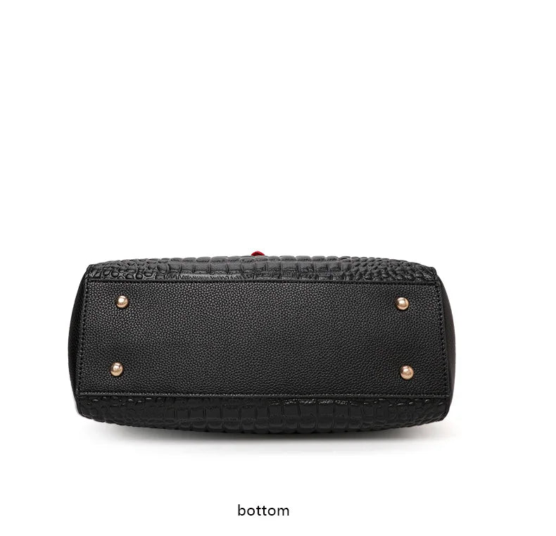 New Crocodile Pattern Women's Handbag Fashionable and Trendy Large Capacity Luxury Cowhide Commuter Shoulder Bag