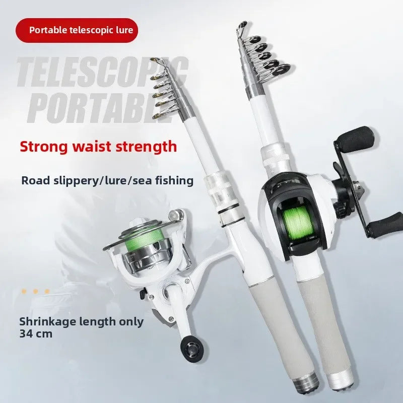 Mini Portable Super Short Luya Rod Travel Fishing Gear Set Small Telescopic Full Section Fishing Equipment for Easy Carry