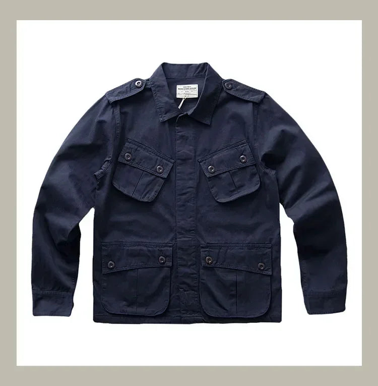 TCU Multi Pockets American Vintage Casual Jackets Spring Autumn 100% Cotton Chevron Coats for Male Amekaji Workwear Hunting Wear
