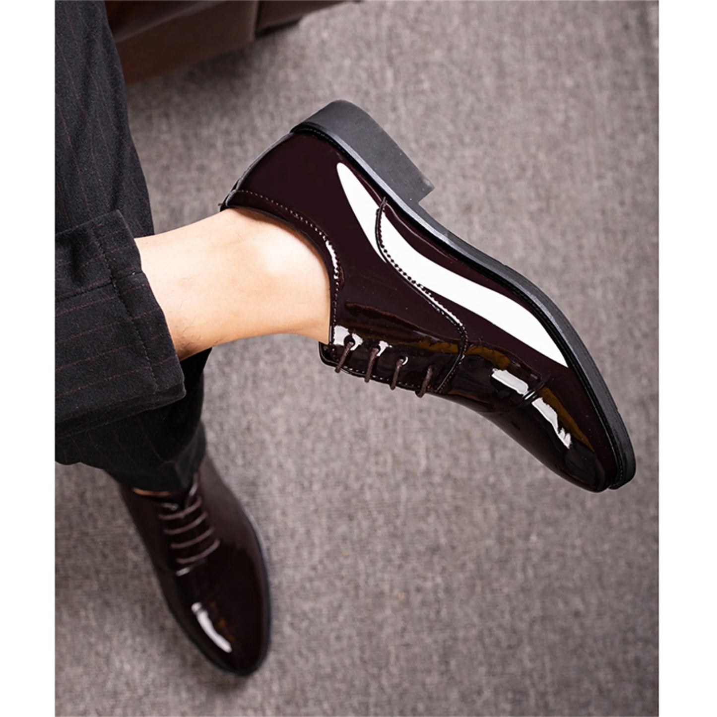 Men's Dress Shoes Classic Modern Formal Business Oxford Shoe X Stripe Comfortable Tuxedo Casual Lace-up Formal Shoes