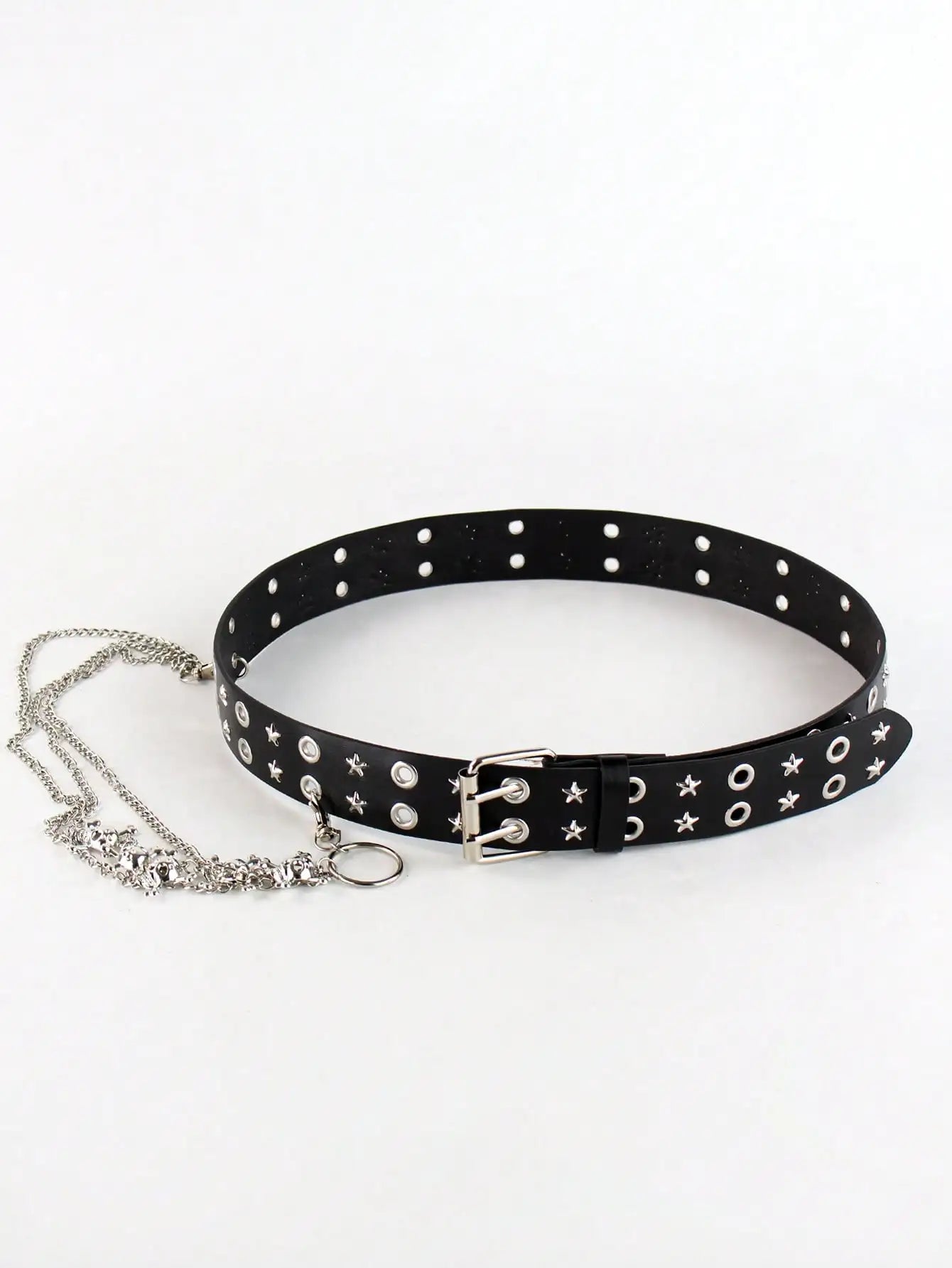 Solid Color Punk Rhinestone Studded Leather Belt, Suitable For Teens, Casual Outdoor, Athletic, Vacations, Graduation Gifts, Birthday, Daily Wear