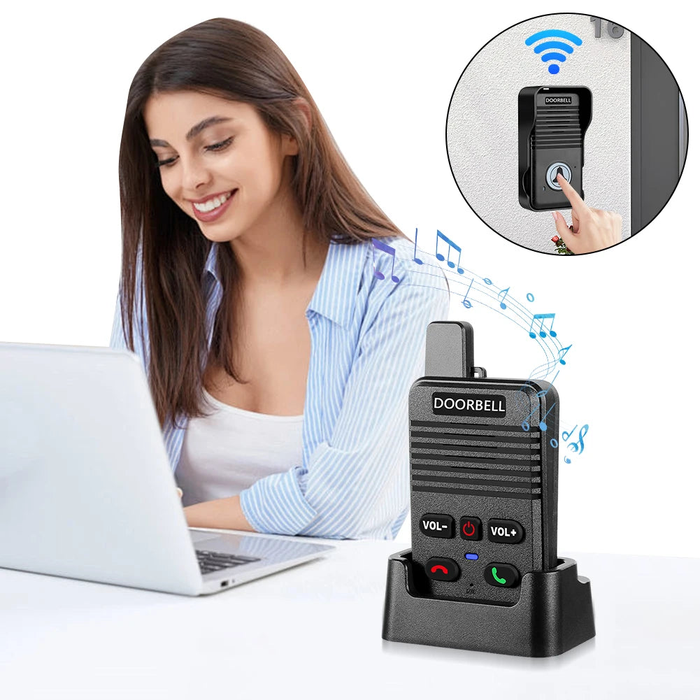 Wireless Voice Duplex Intercom Doorbell 500M Apartment Room Intercom with Rechargeable Battery for House Home Factory Office