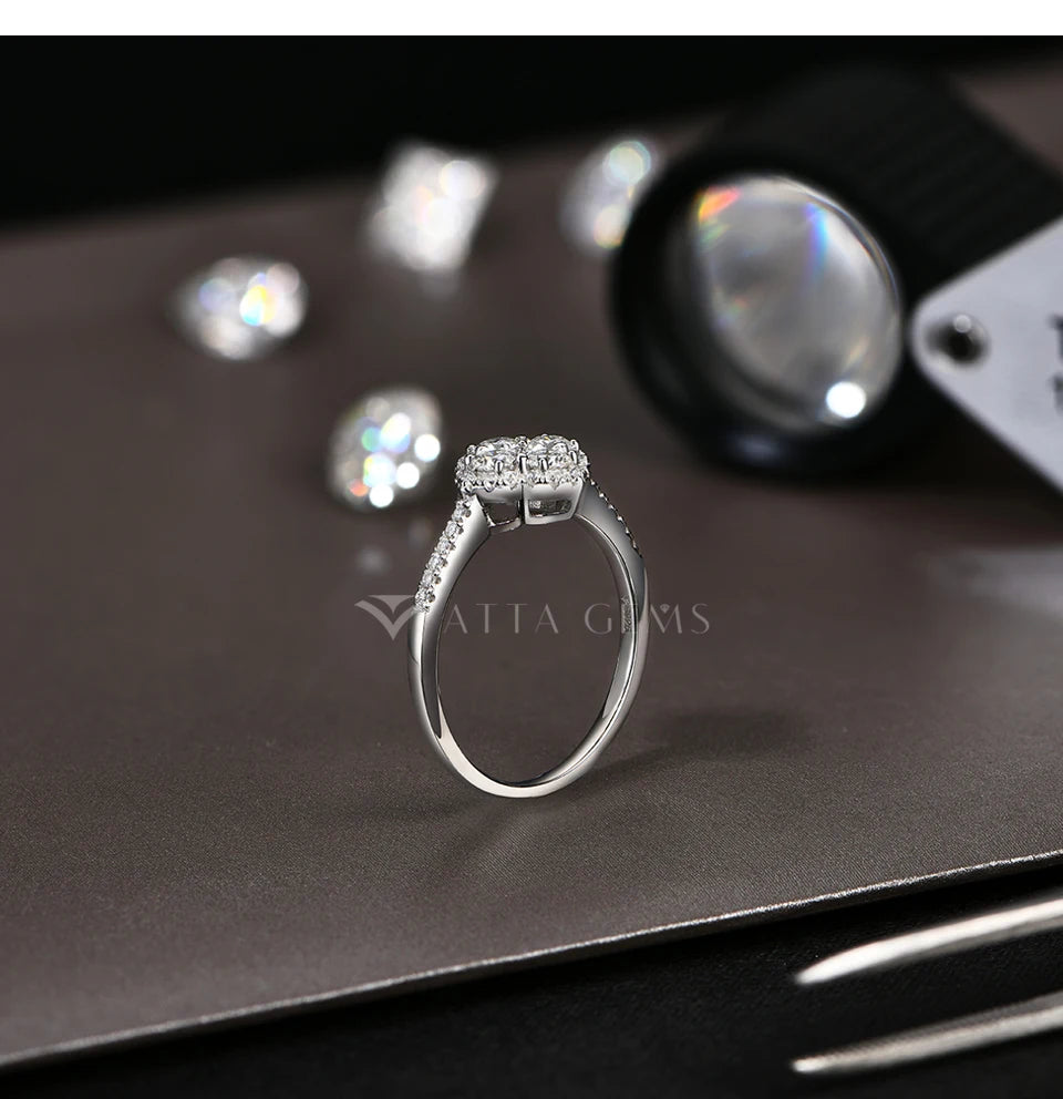 ATTAGEMS S925 Sterling Silver Halo Classic Moissanite Rings D VVS1 for Women Girls Romantic Anniversary Gifts Fine Jewelry Ring