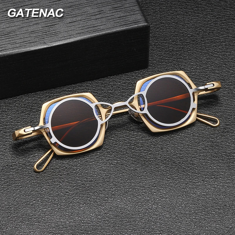 Vintage 2 In 1 Magnet Clip Pure Titanium Eyeglasses Frame Men Square Polarized Glasses Frame Women Designer Luxury Brand Eyewear