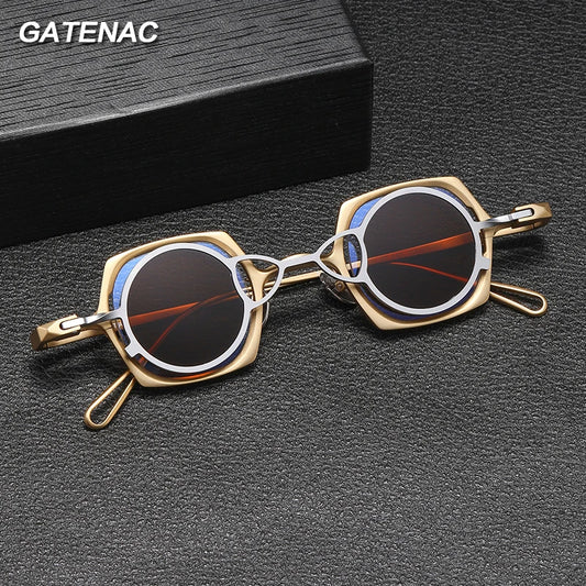 Vintage 2 In 1 Magnet Clip Pure Titanium Eyeglasses Frame Men Square Polarized Glasses Frame Women Designer Luxury Brand Eyewear