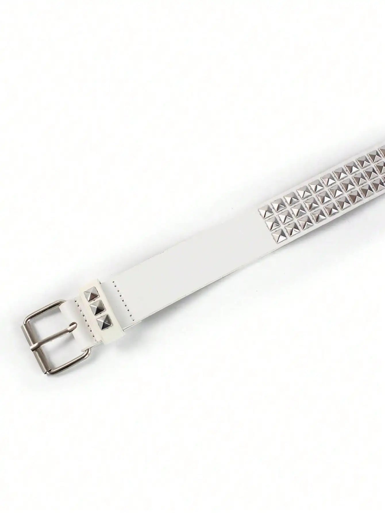 Solid Color Punk Rhinestone Studded Leather Belt, Suitable For Teens, Casual Outdoor, Athletic, Vacations, Graduation Gifts, Birthday, Daily Wear