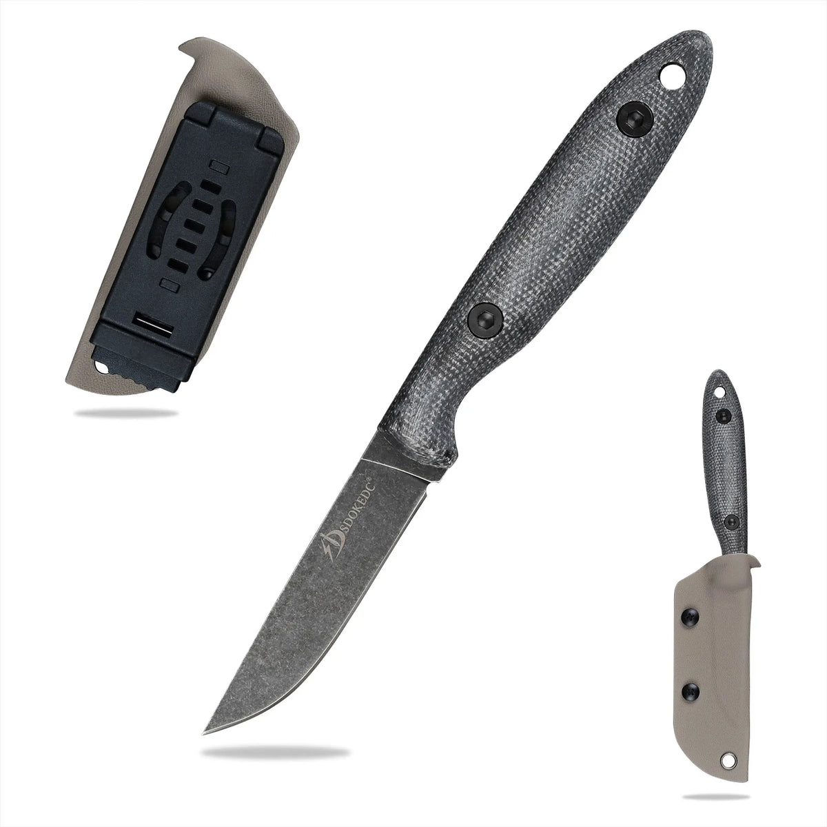 High Hardness SDOKEDC DC53 Steel Multifunctional EDC Cutter, Wear Resistant Micarta Handle for Outdoor Camping Fishing Travel