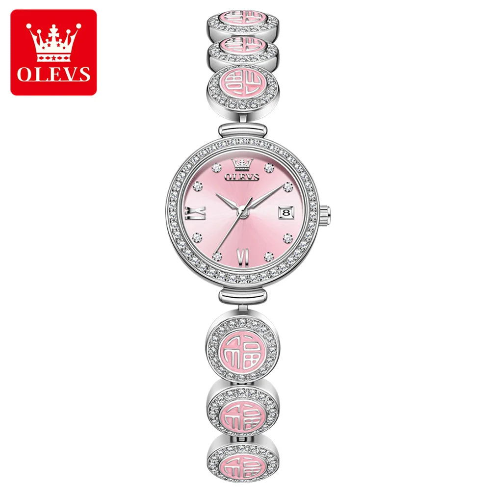 OLEVS 5630 Women Watch Luxury Brand Diamond Watch Date Waterproof Clock Quartz Watch Exclusive Blessing Bracelet Women Watch