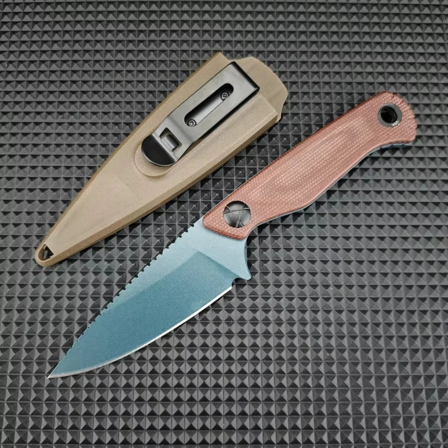 Professional-level Tactical Knife BM203 BT with D2 Blade Rubber Handle Ergonomic Grip Outdoor Hiking and Rescue Tool Man's Gift