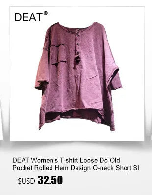 DEAT Women's T-shirt Loose Patchwork Color Blocking O-neck Tie Dye Do Old Long Sleeve Tees Summer 2026 New Fashion 29A7298