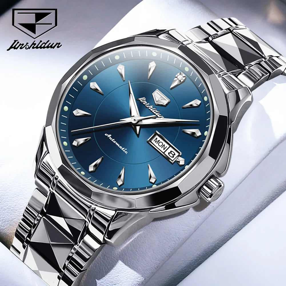 JSDUN Original Mechanical Men's Watches Waterproof Stainless steel Band Gold Wristwatches Date Automatic Watch For Men Genuine