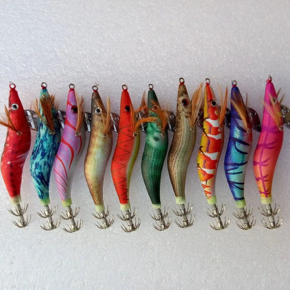 MR OCTOPUS 20pcs 2.5# squid jigs,squid hook ,fishing lure,WOOD SHRIMP 10cm.12g.  wholesale jigs, hard lure ,fish tackle